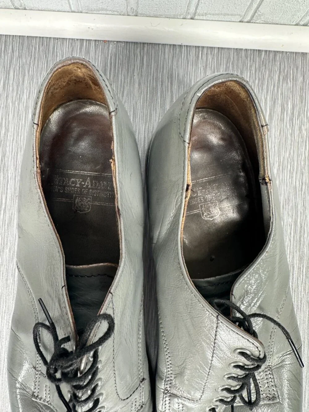 Stacy Adams Mens Grey Leather Lace Up Dress Shoes Size 13
